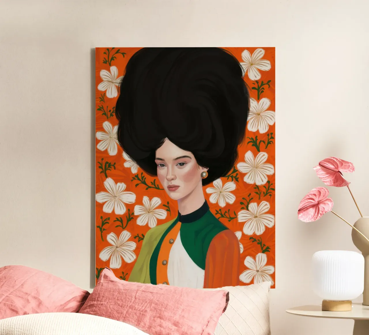 Floral Afro Queen canvas with Floater frame by Marigold Tiga