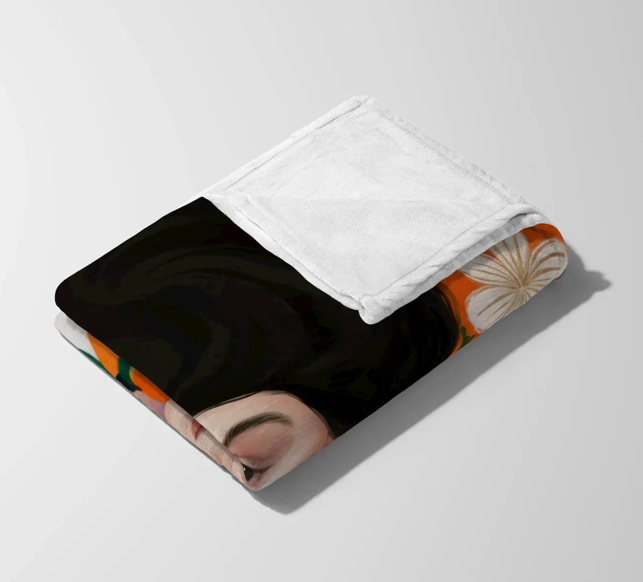 Floral Afro Queen fleece blanket by Marigold Tiga
