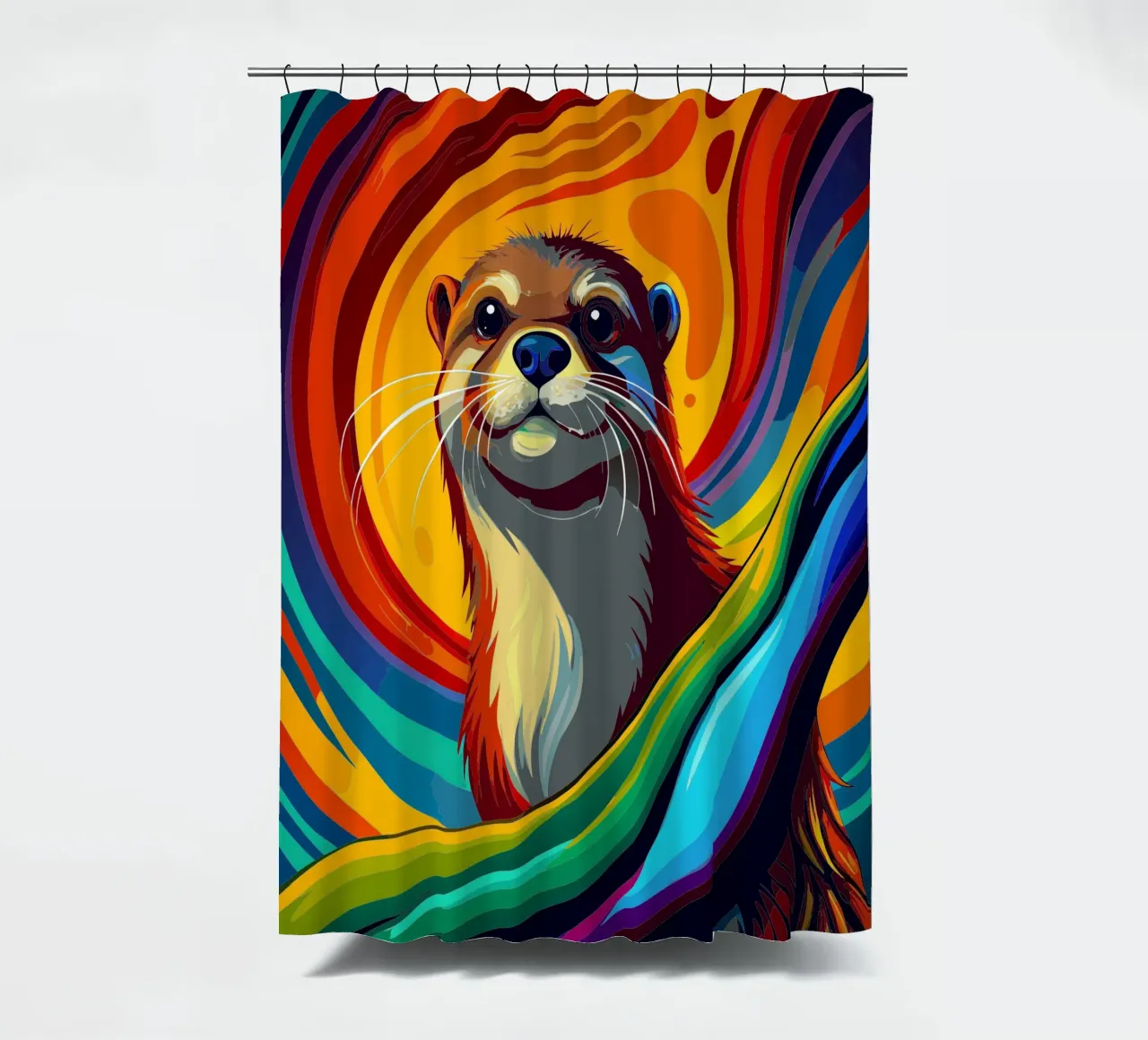 otter vector fullcolor shower curtain by onelife