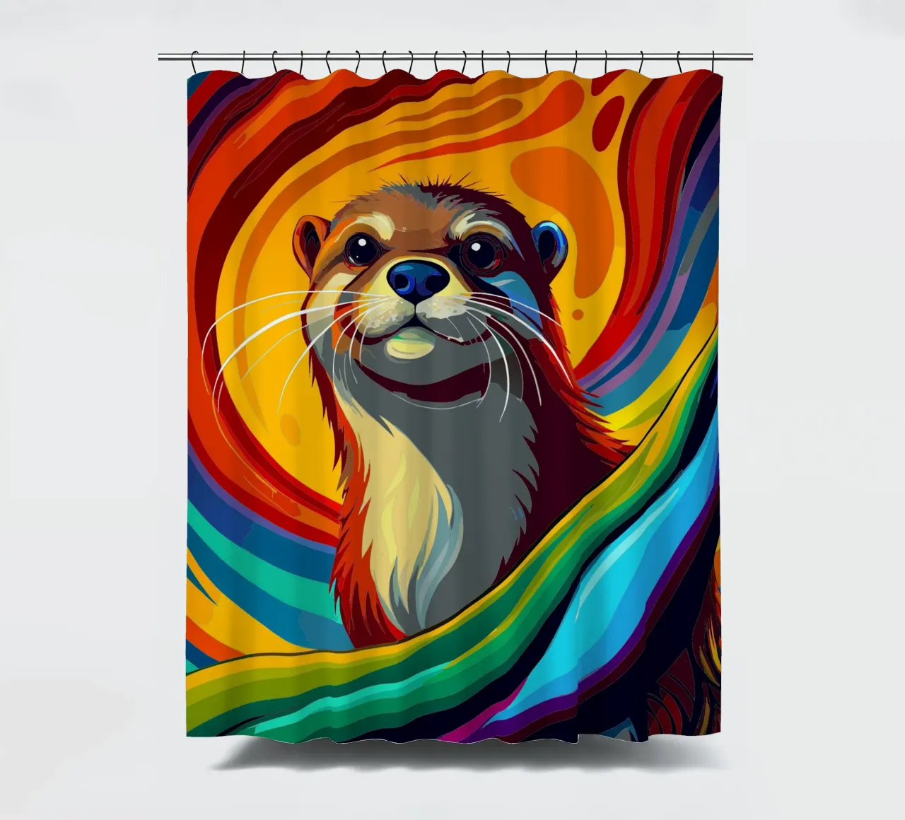 otter vector fullcolor shower curtain by onelife