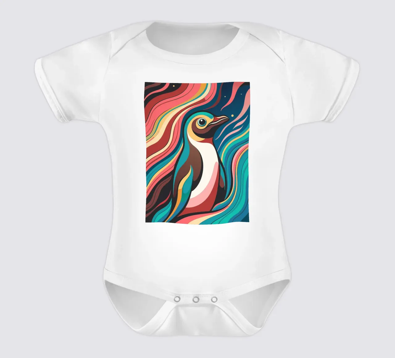 penguin vector fullcolor short-sleeve baby romper by onelife