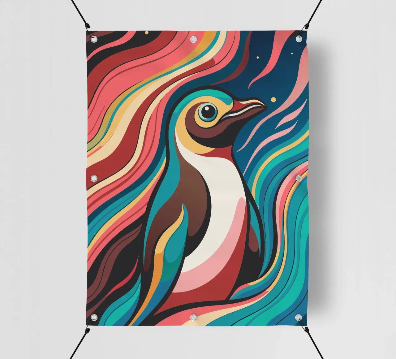 pinguino vettore fullcolor telo in pvc da onelife