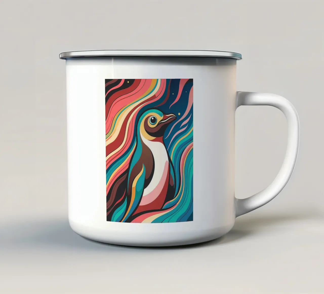 pinguïn vector fullcolor emaille mok van onelife