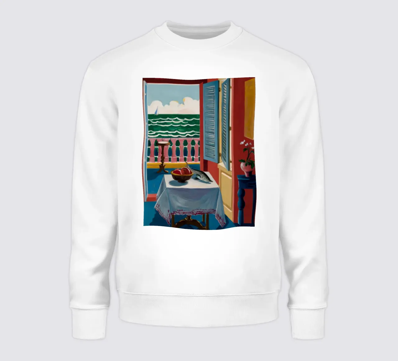 Balcon Table Vue sur la mer sweat de Stone Decade