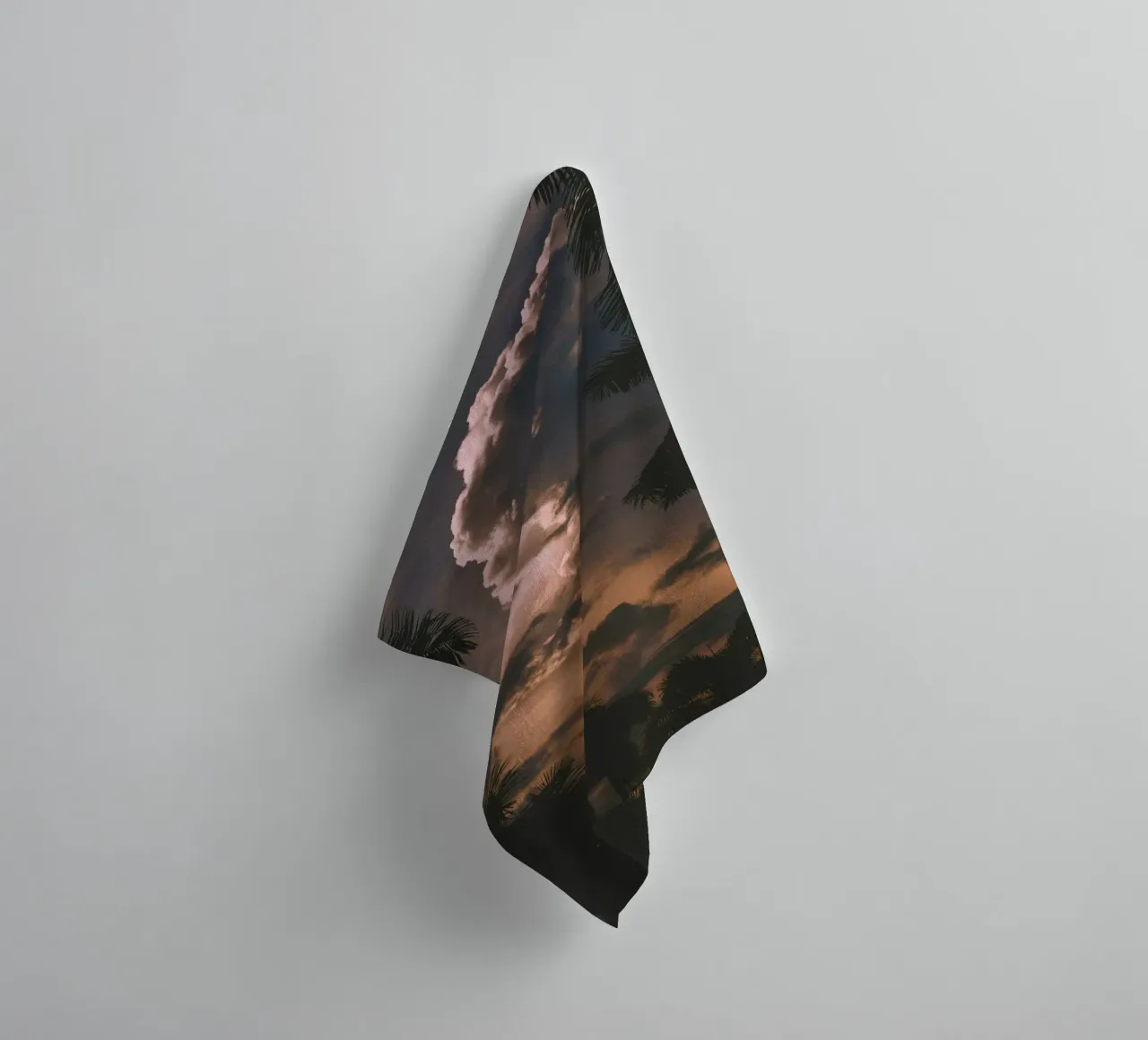 clouds in sunset with palm trees towel by home of clouds