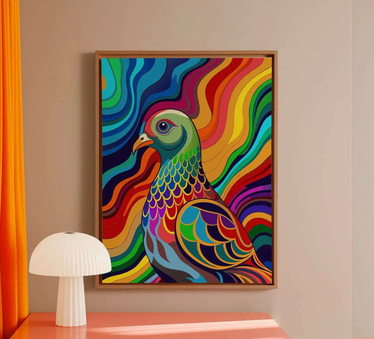 duif vector fullcolor canvas met Baklijst van onelife