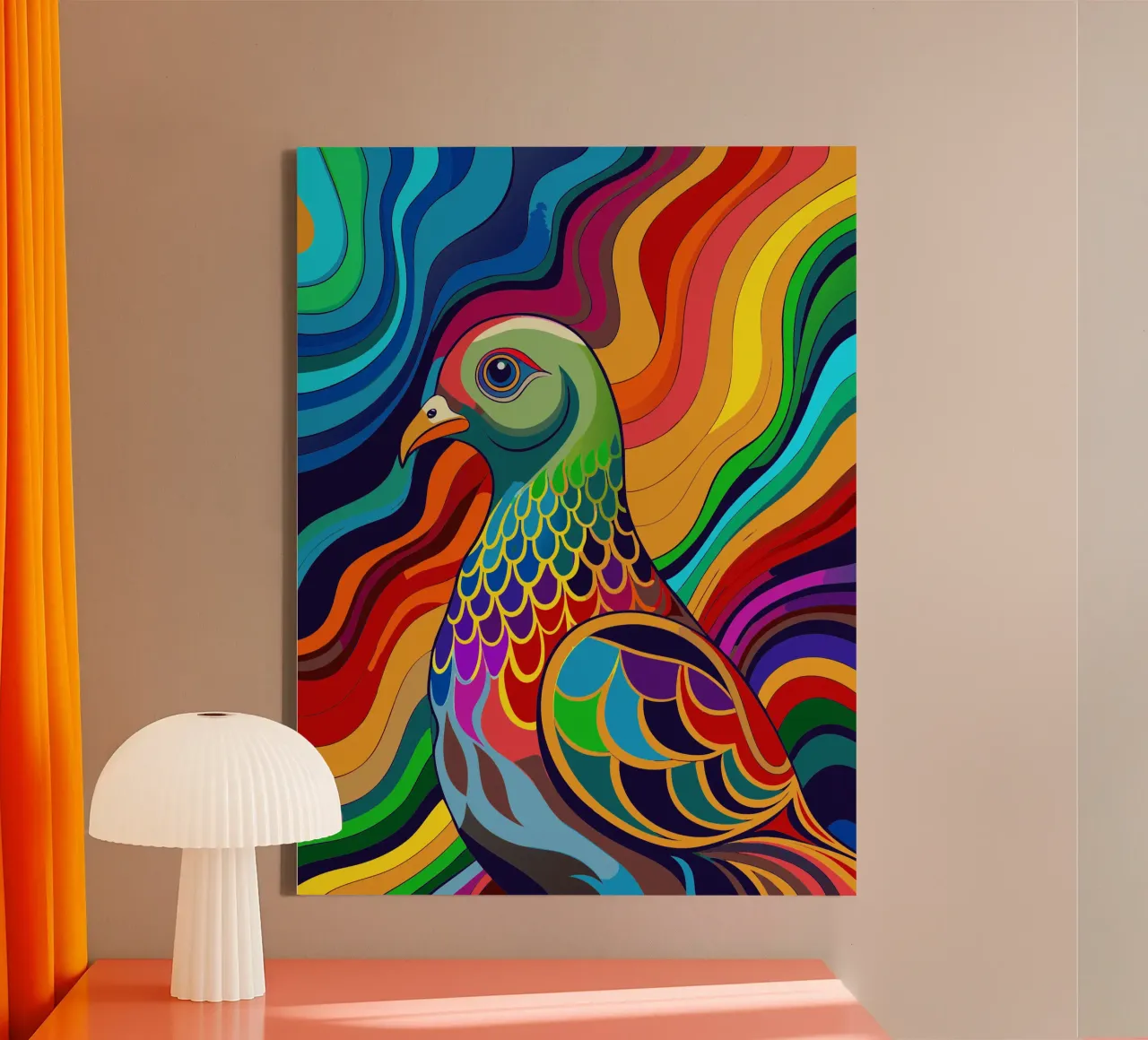 duif vector fullcolor canvas met Baklijst van onelife