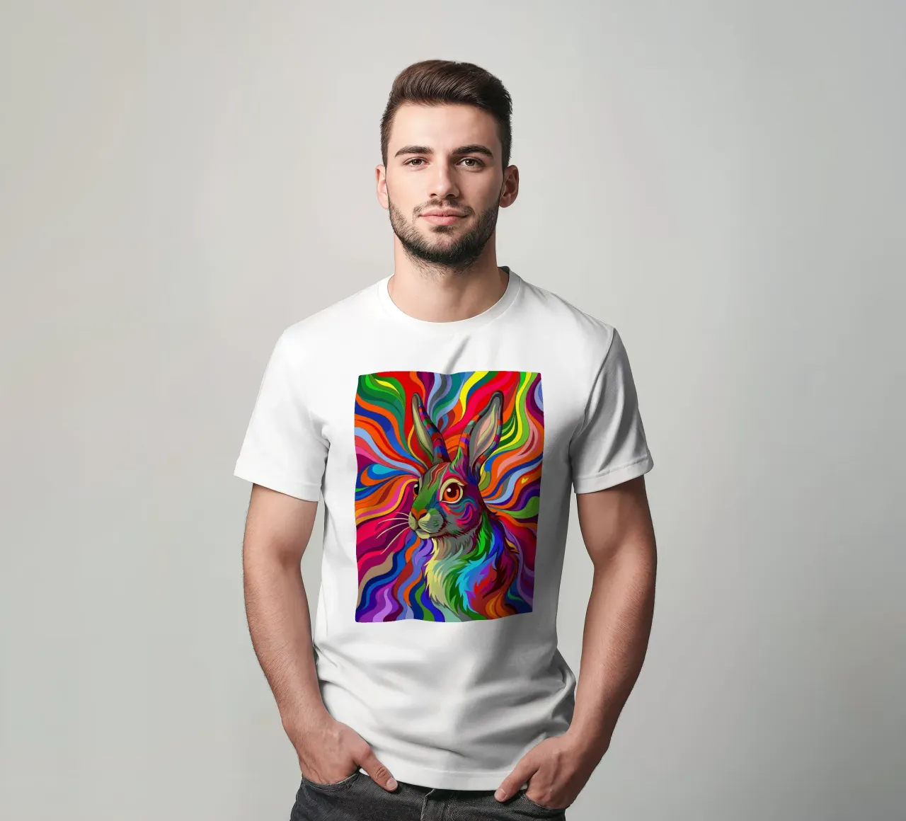 conejo vector a todo color camiseta de onelife