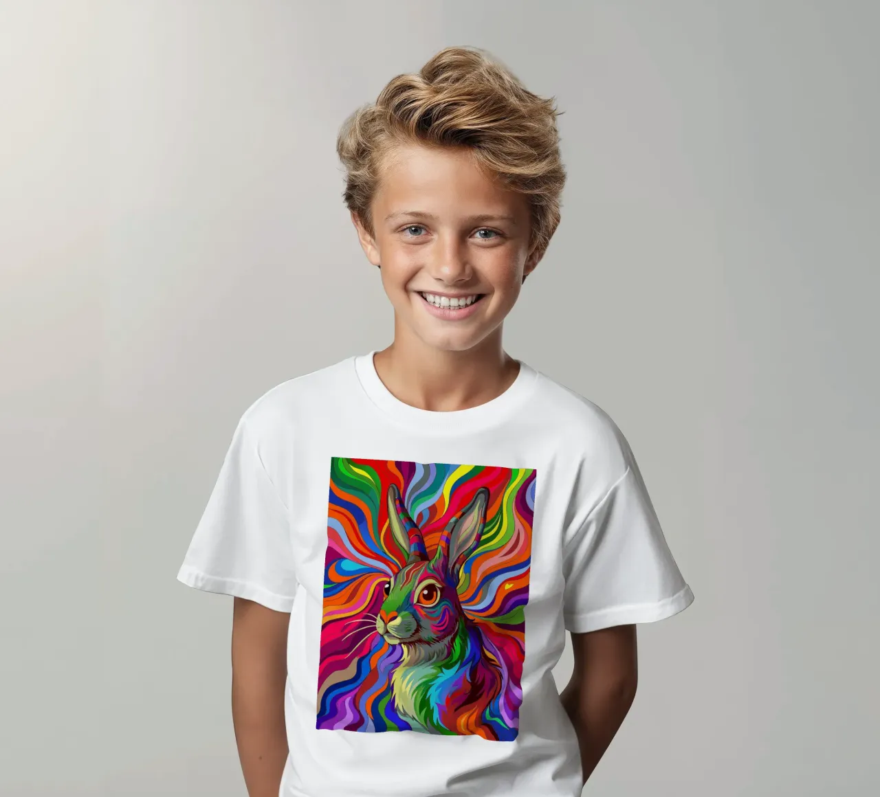 conejo vector a todo color camiseta para niños de onelife
