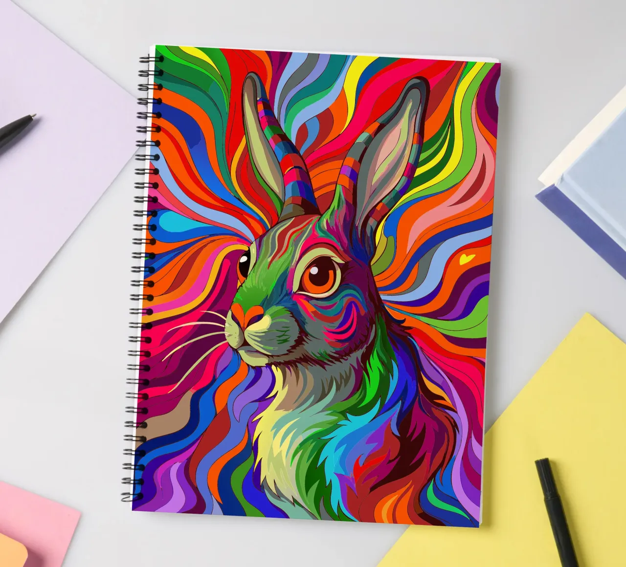 rabbit vector fullcolor spiral notebook by onelife