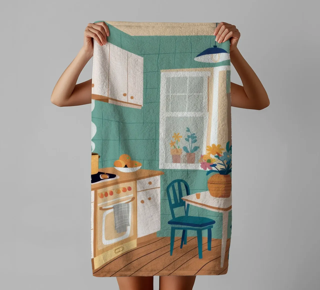 La preparazione della cucina è un momento di quiete asciugamano da bagno da Marigold Tiga