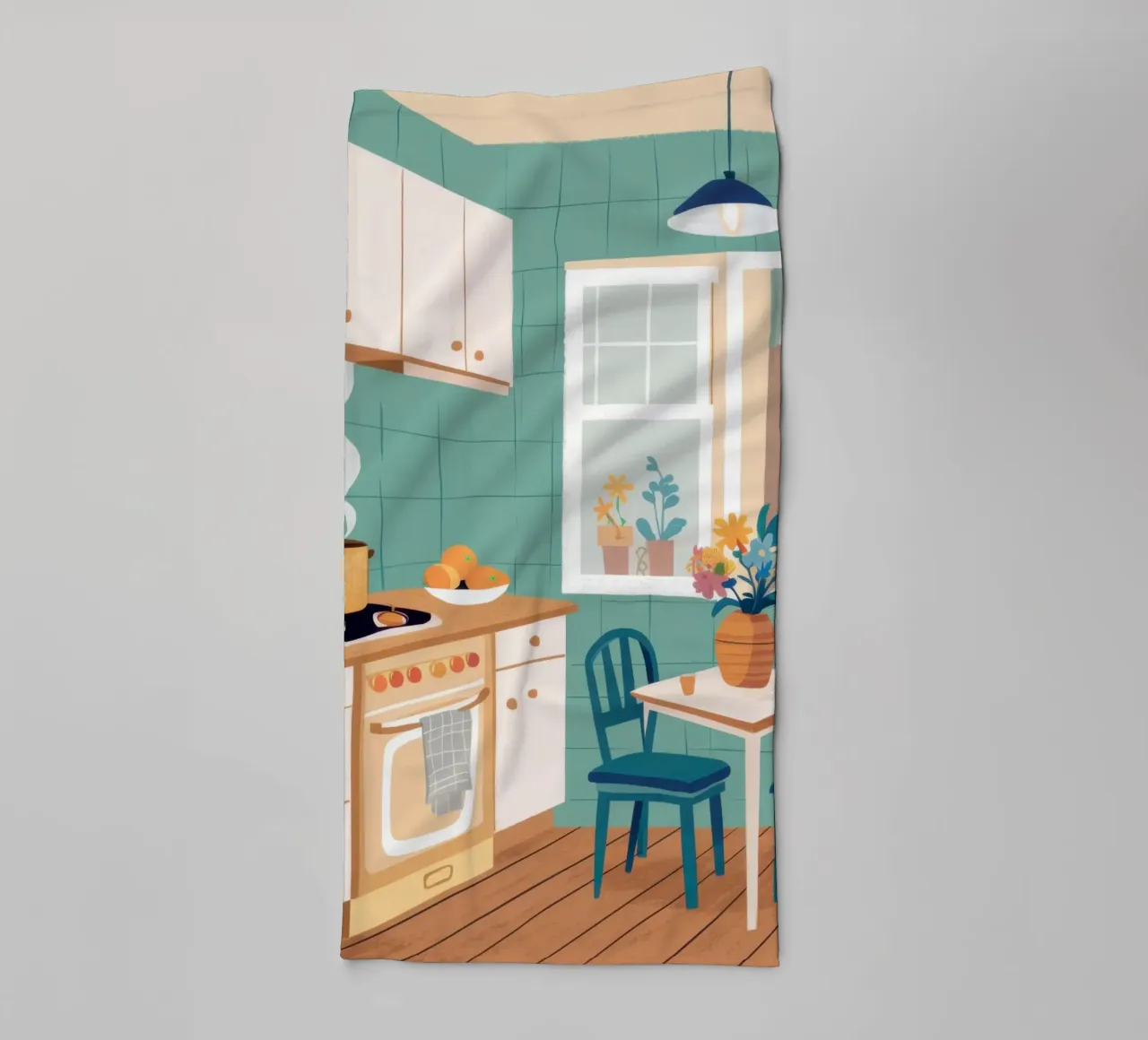 La preparazione della cucina è un momento di quiete asciugamano da bagno da Marigold Tiga