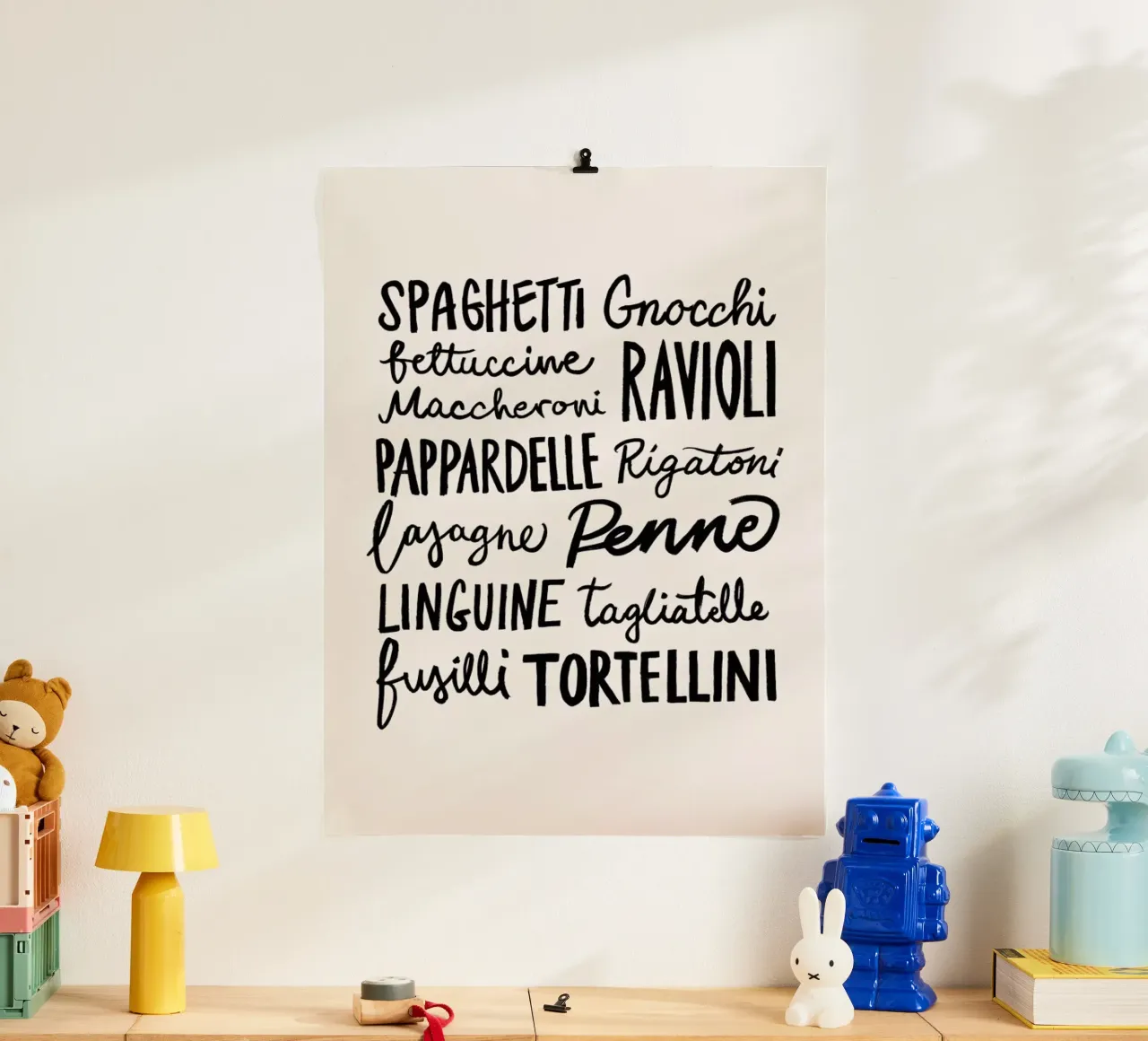 Pasta Party poster con telaio in legno da Pure