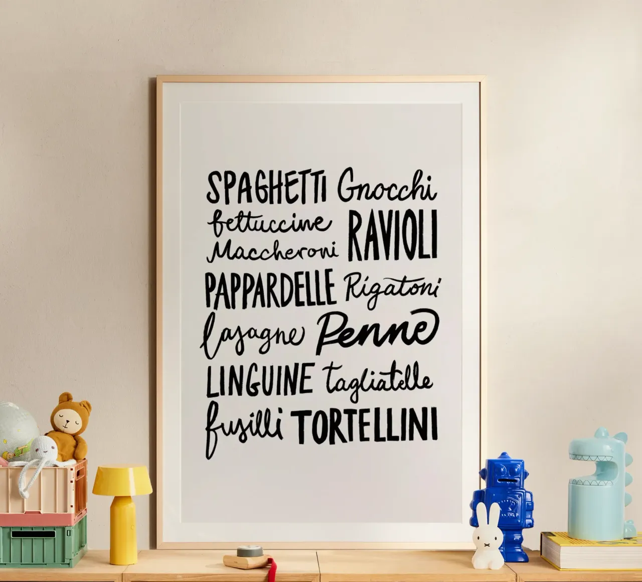 Pasta Party poster con telaio in legno da Pure