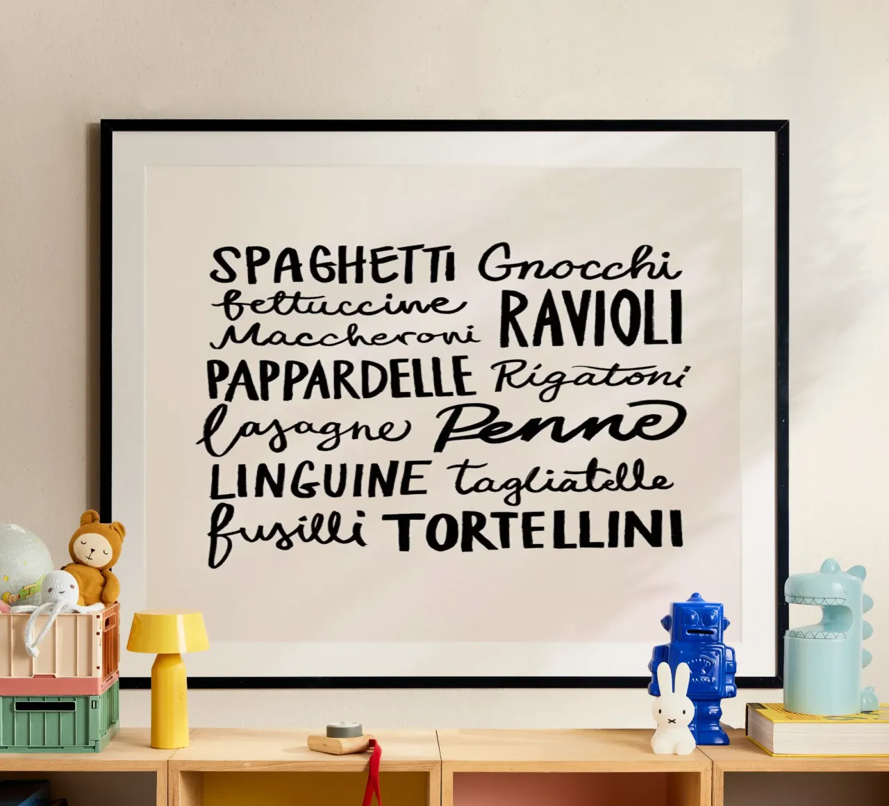 Pasta Party poster con telaio in legno da Pure