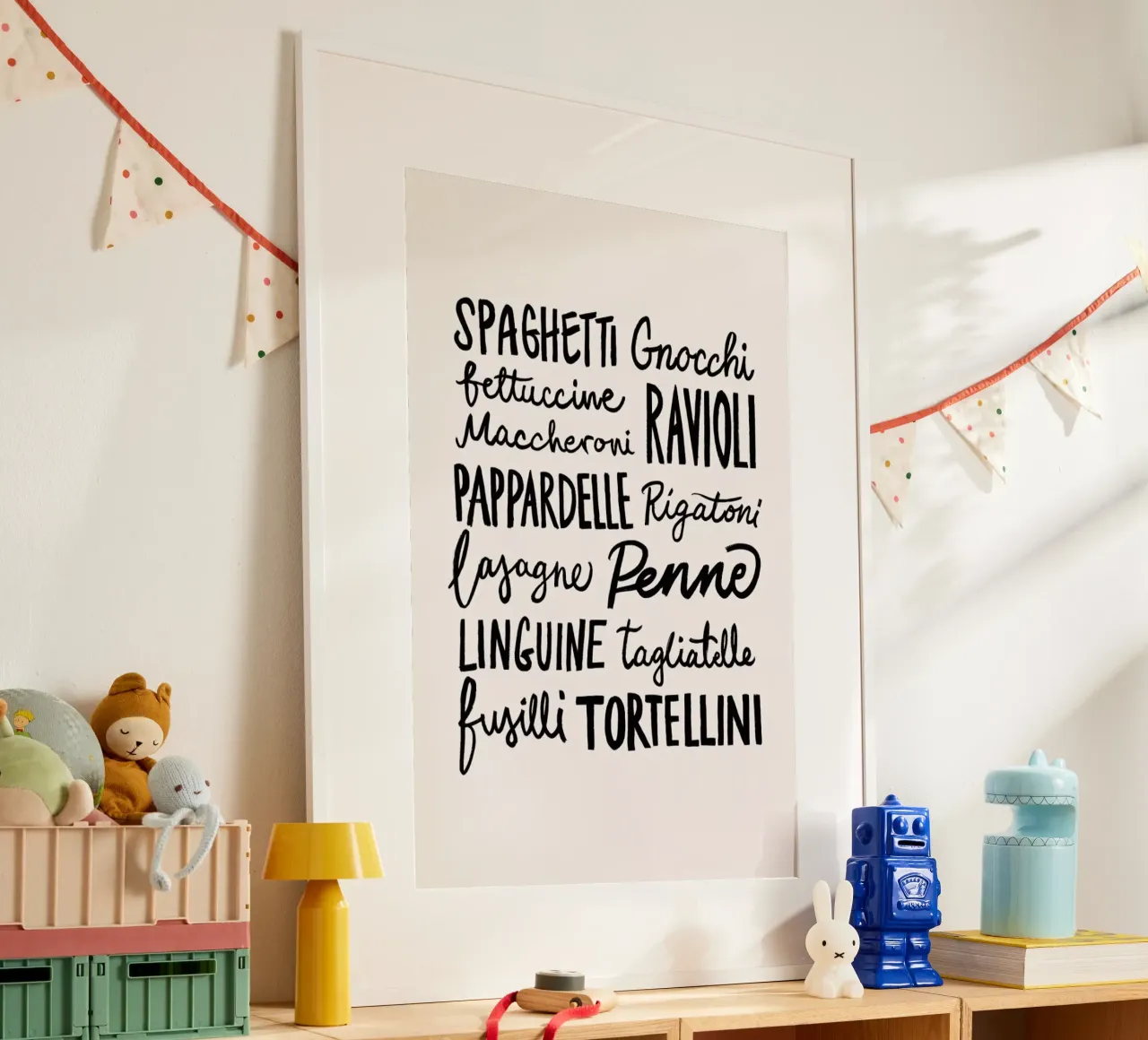 Pasta Party poster con telaio in legno da Pure