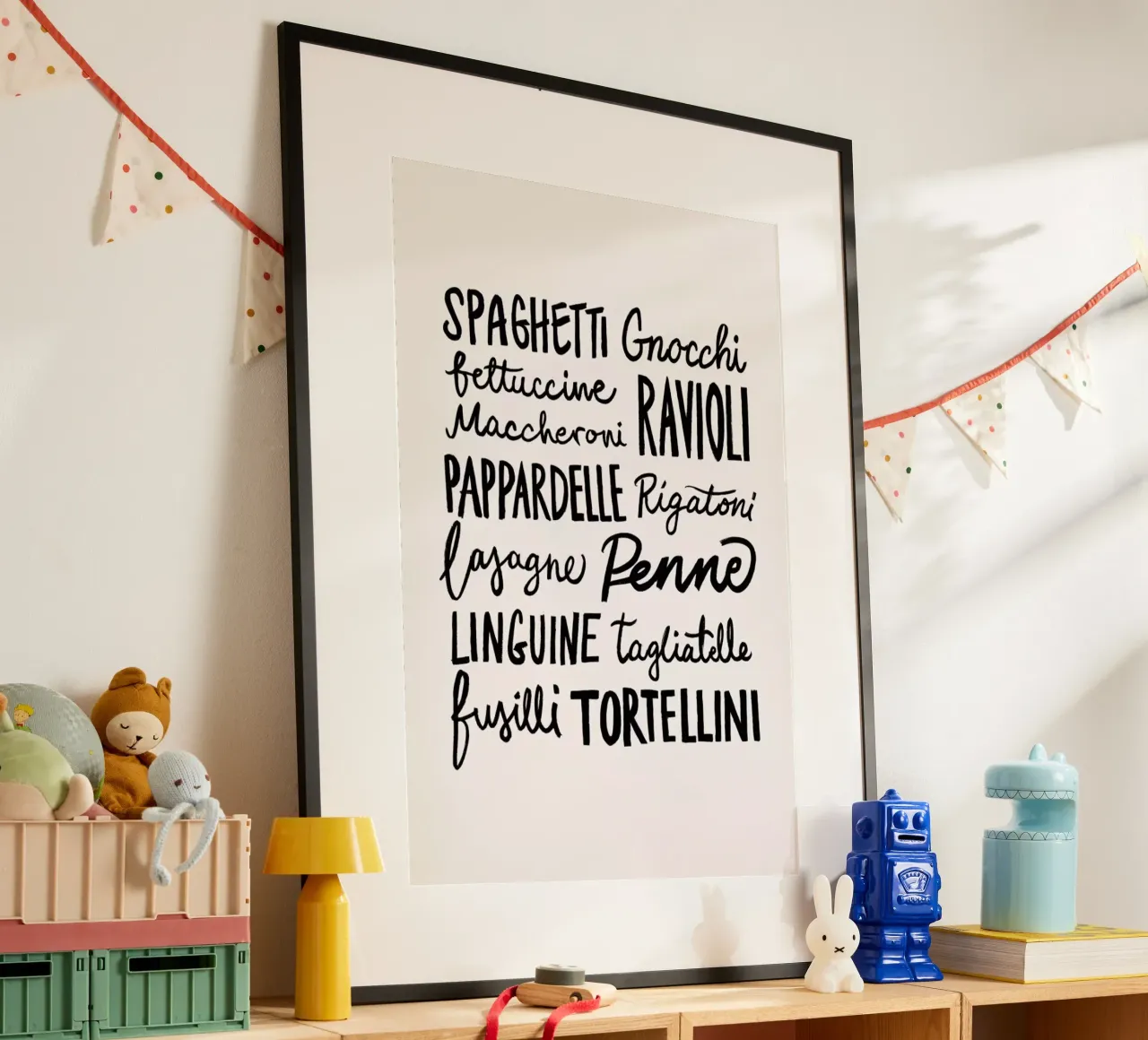 Pasta Party poster con telaio in legno da Pure