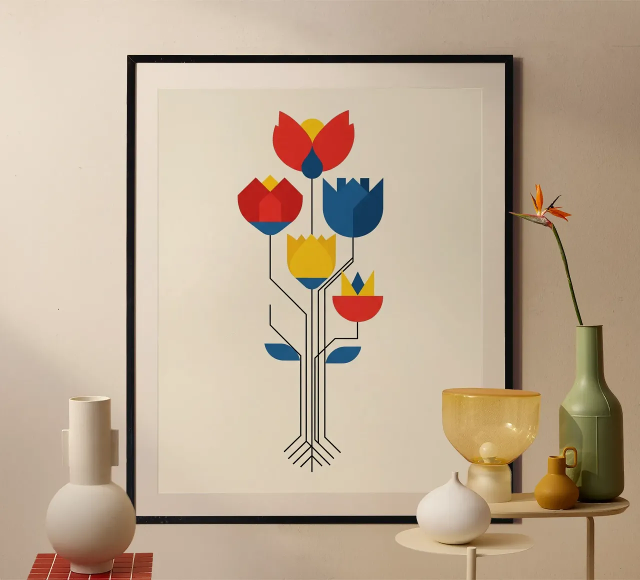 floral bauhaus #074: Flower Circuit poster da Zen Design