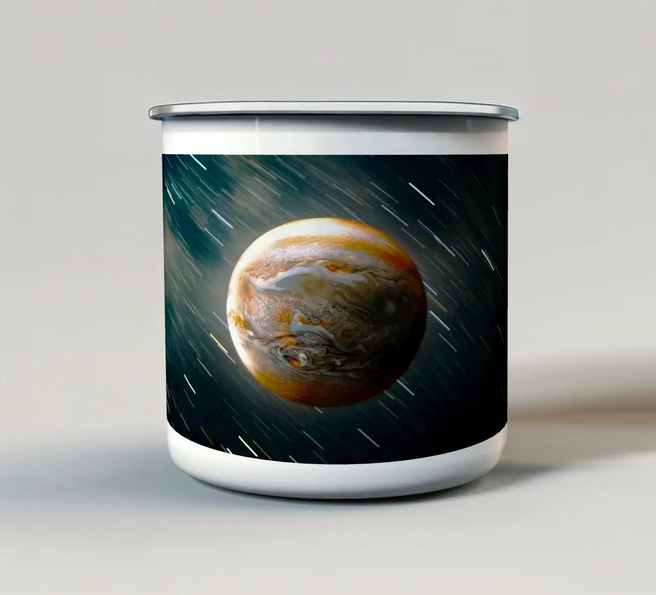 planeet in beweging emaille mok van home of clouds