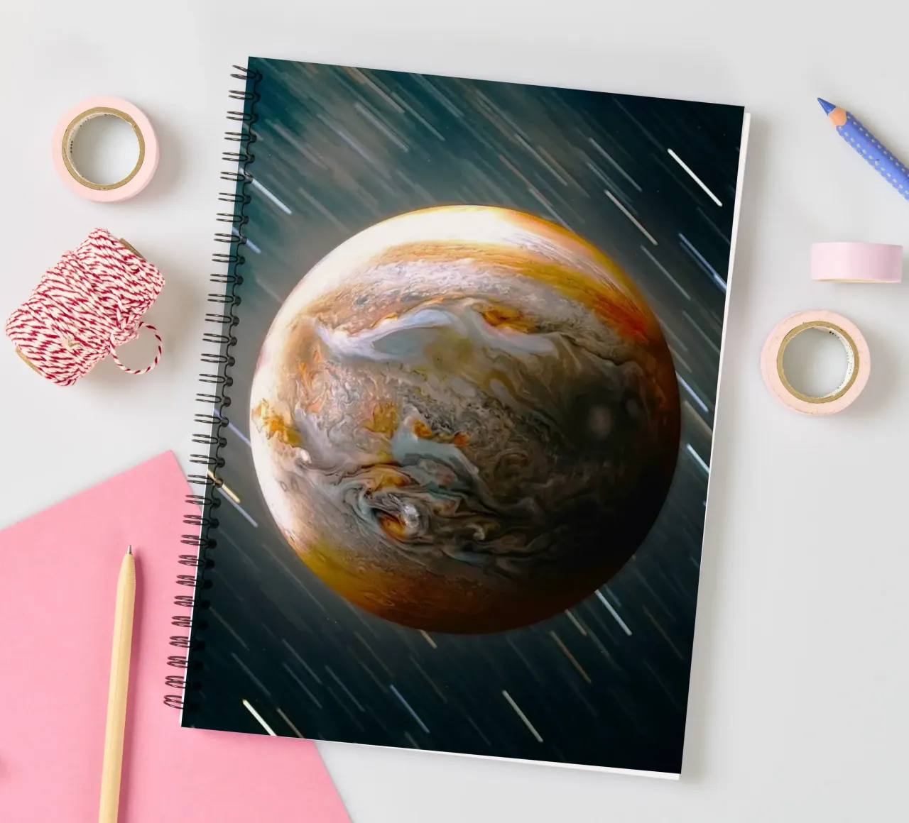 planet moving spiral notebook by home of clouds