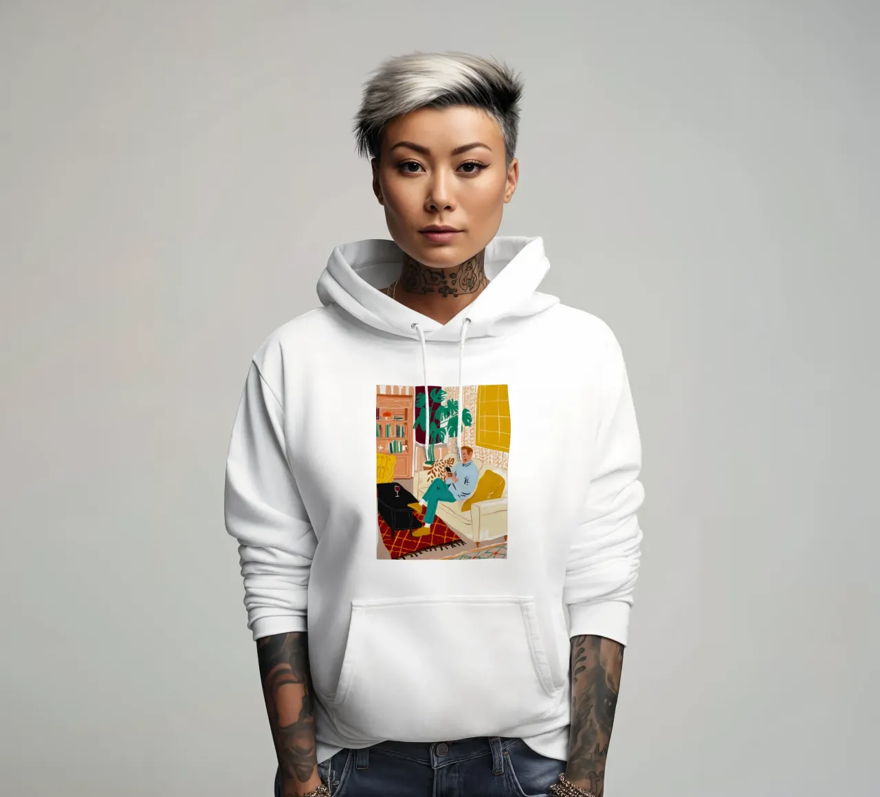 Lectura creativa junto al fuego sudadera con capucha de Marigold Tiga