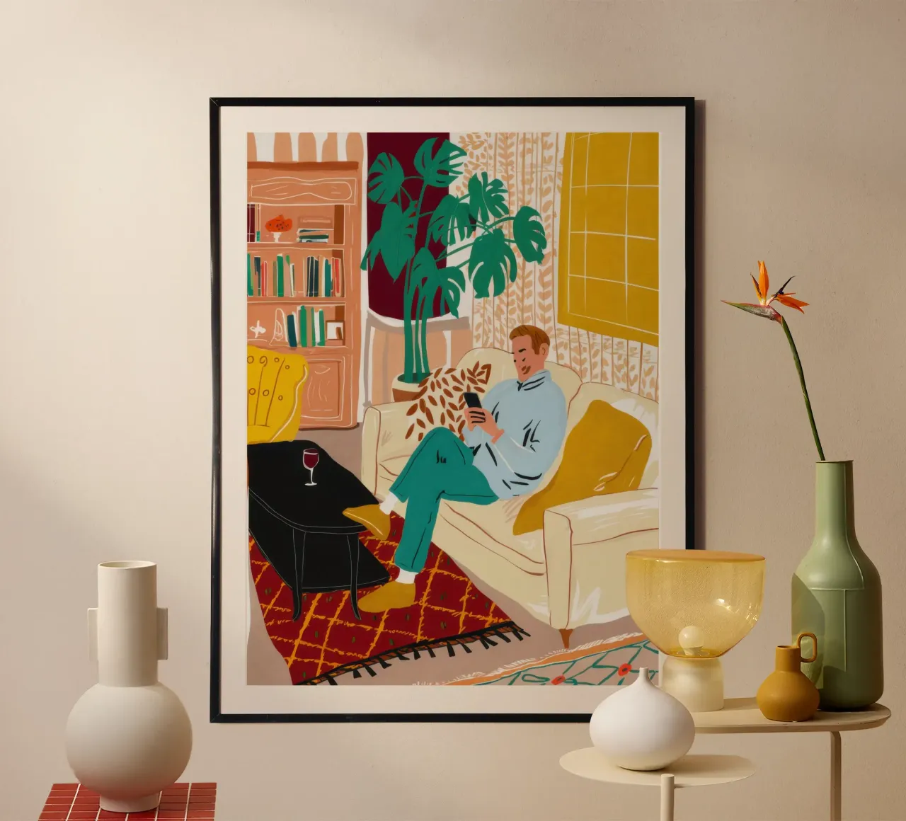 Lectura creativa junto al fuego poster de Marigold Tiga