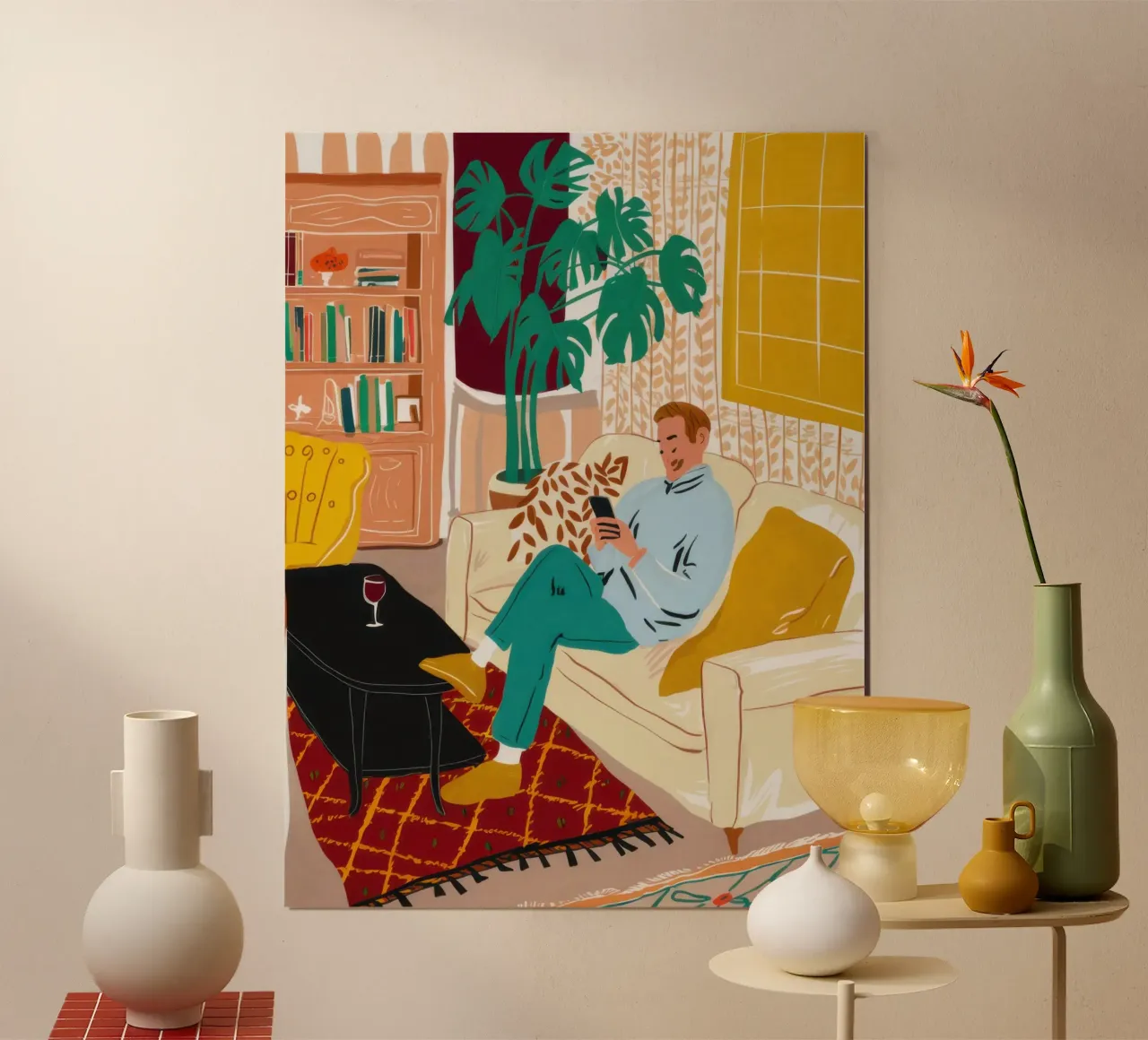 Lectura creativa junto al fuego poster de Marigold Tiga
