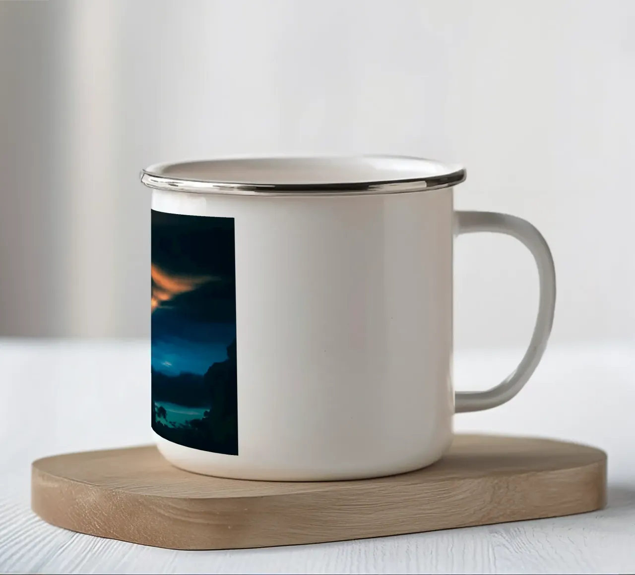 vuelo crepuscular taza de esmalte de home of clouds