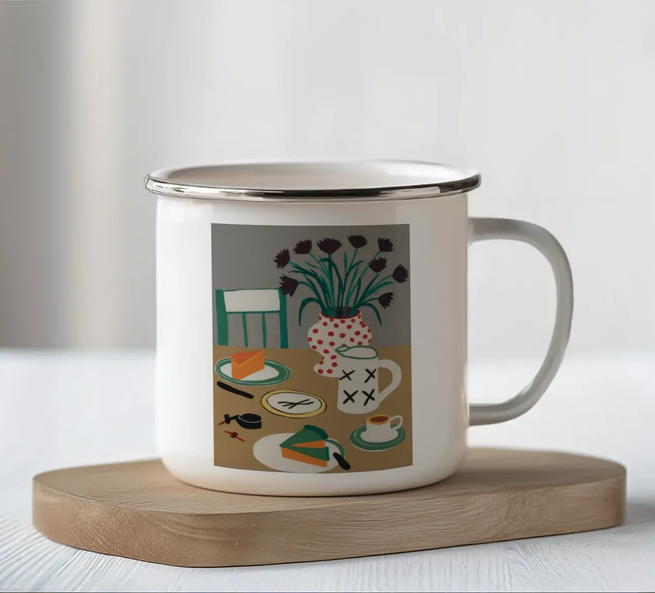 Teschio e fiori tazza in smalto da Marigold Tiga