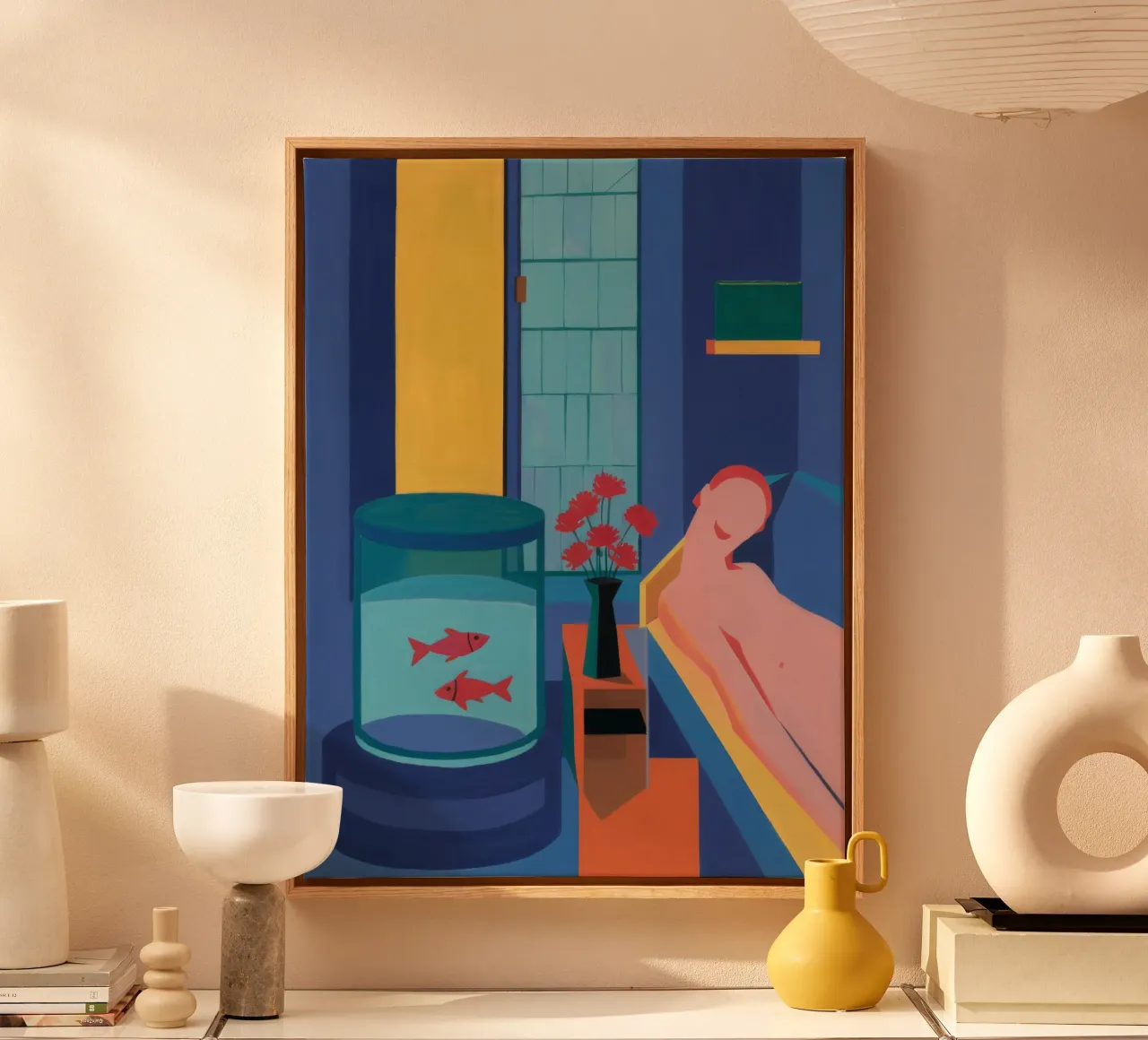 Visboog Raamdroom canvas met Baklijst van Stone Decade