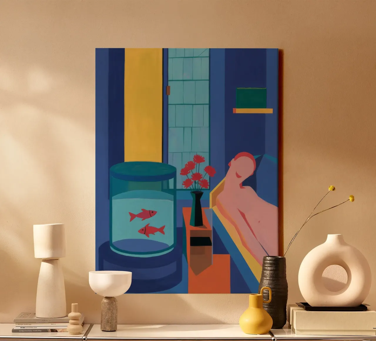 Visboog Raamdroom canvas met Baklijst van Stone Decade