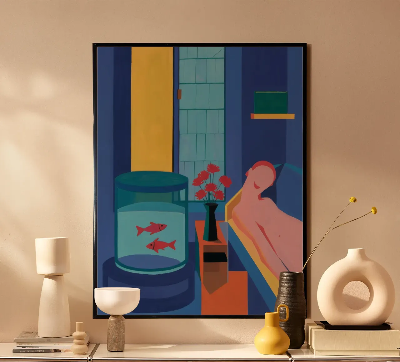 Sogno della finestra a forma di boccia poster con telaio in plastica da Stone Decade