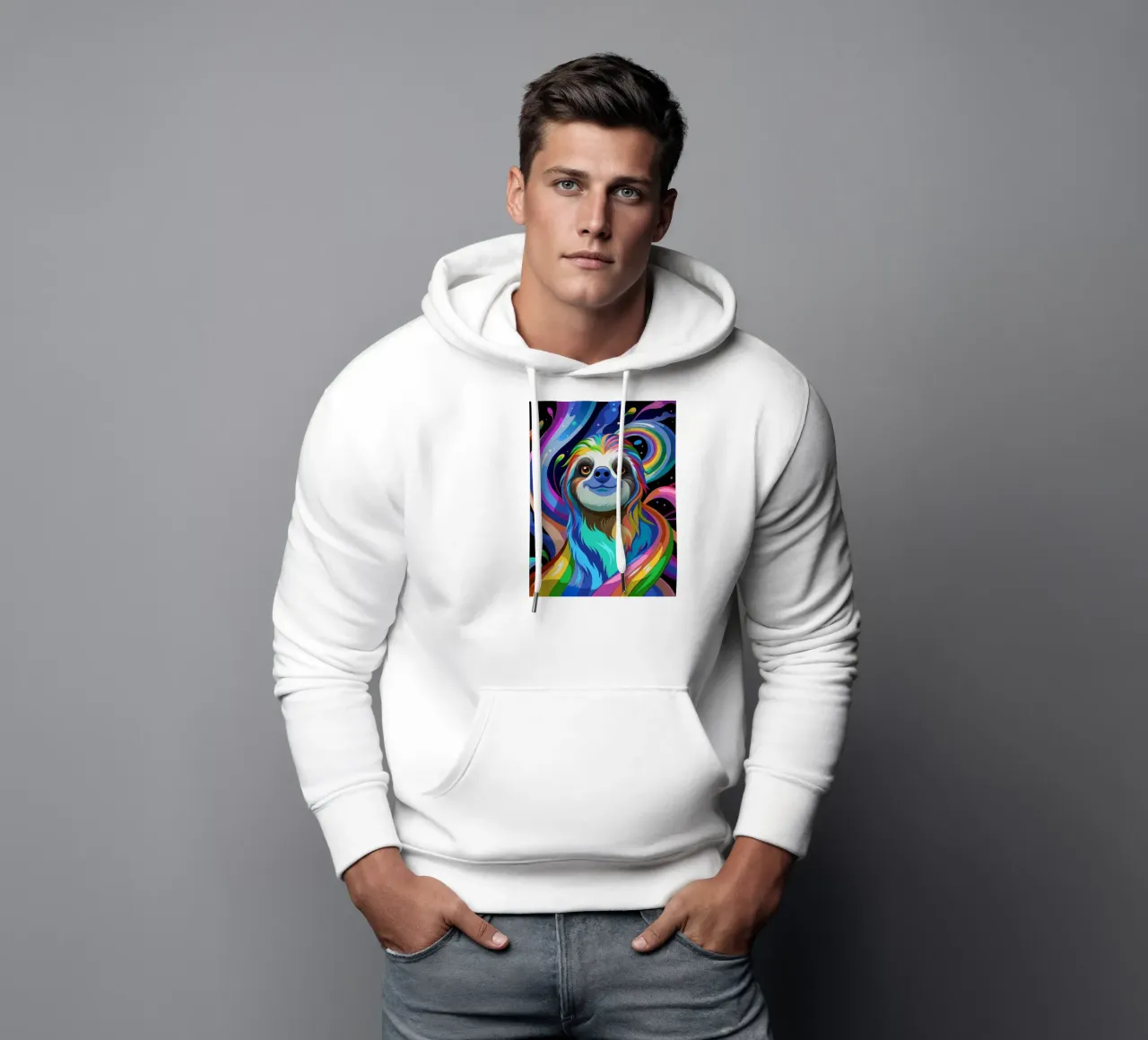 bradipo vettore fullcolor felpa con cappuccio da onelife