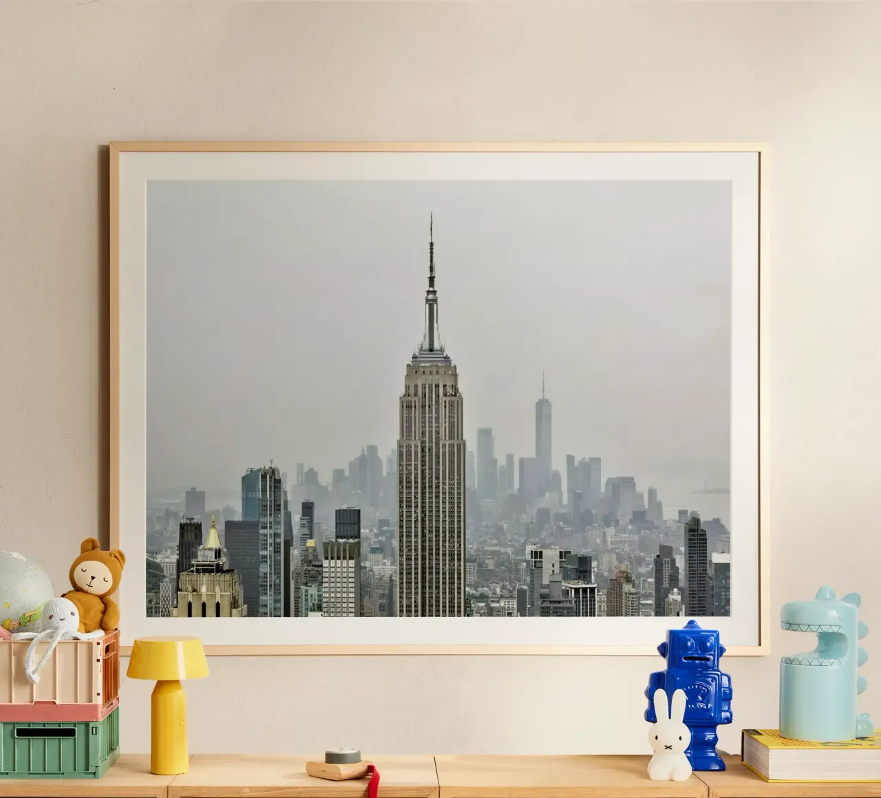 Empire State Building poster con telaio in alluminio da Michael Belhadi