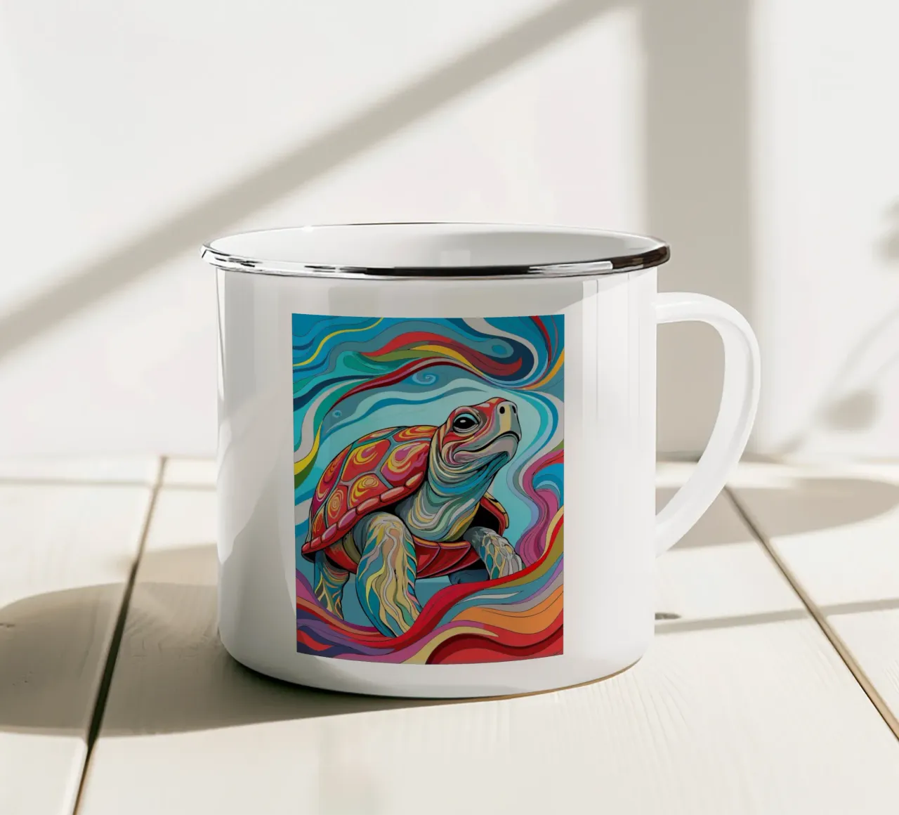 Tartaruga vettoriale fullcolor tazza in smalto da onelife