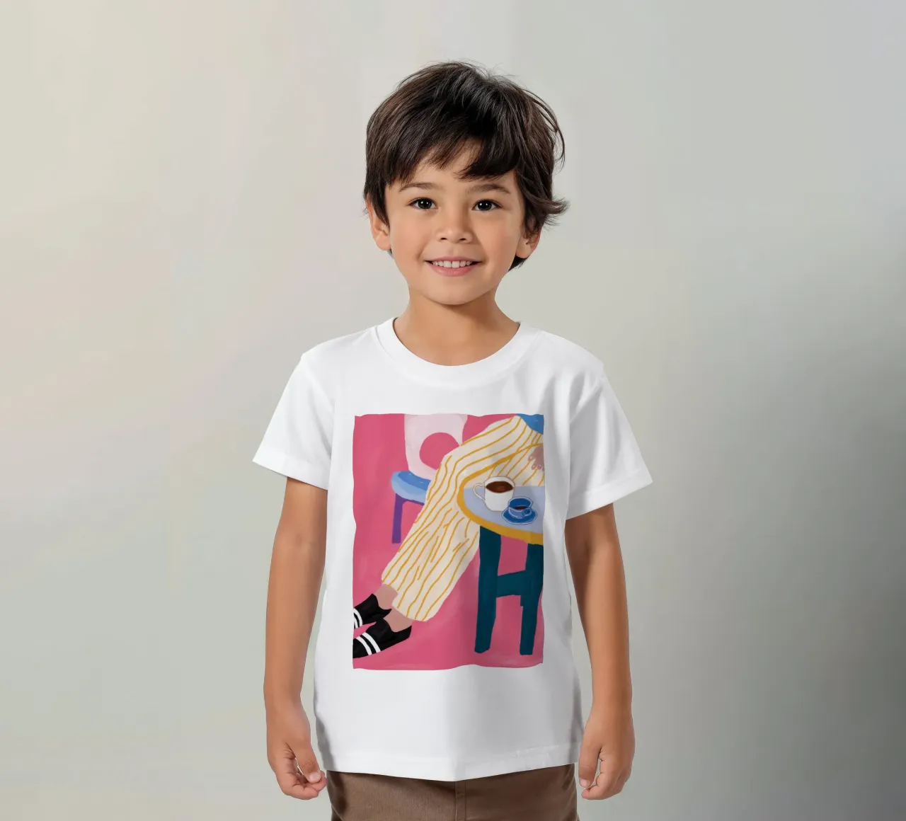 Pausa caffè con gambe a strisce t-shirt bambini da Marigold Tiga
