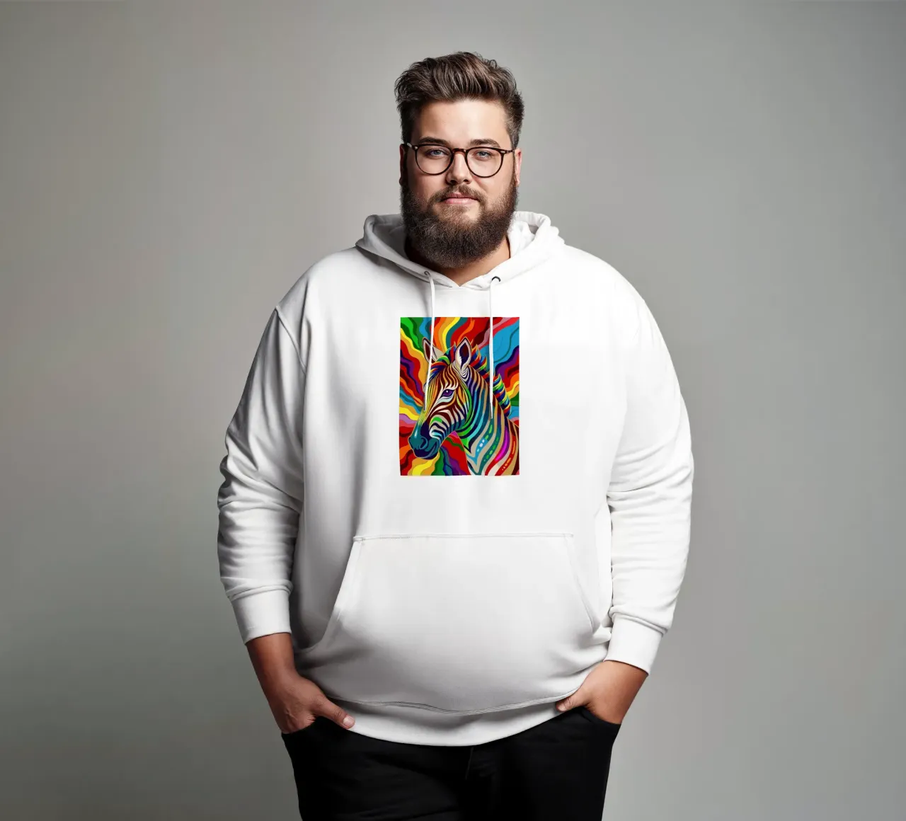 zebra vettoriale fullcolor felpa con cappuccio da onelife