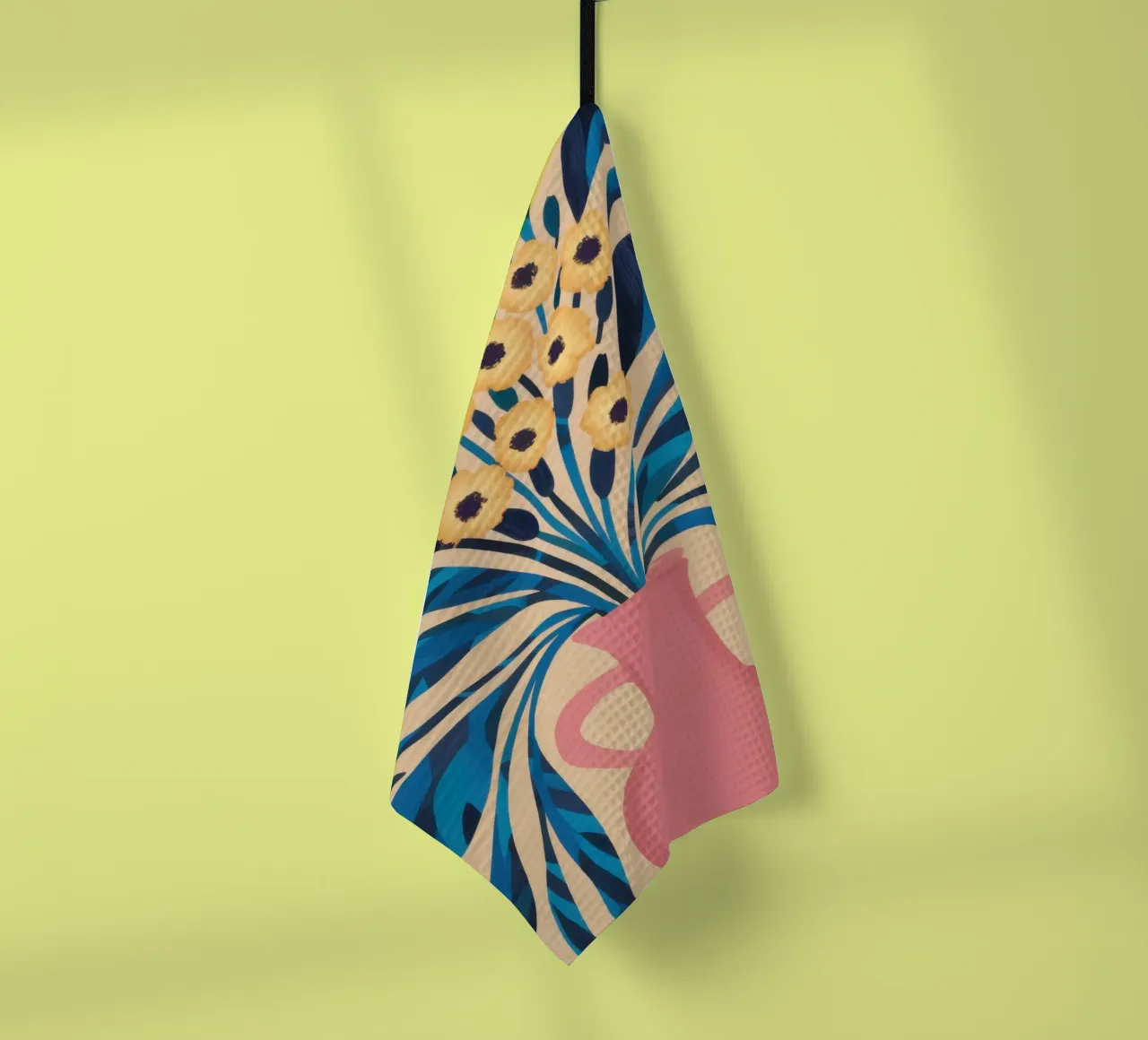 Blue Vase Abstract Foliage tea towel by Marigold Tiga