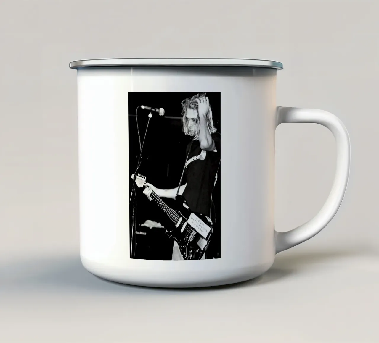 Live Concert Black And White Kurt Cobain tazza in smalto da Has Fab