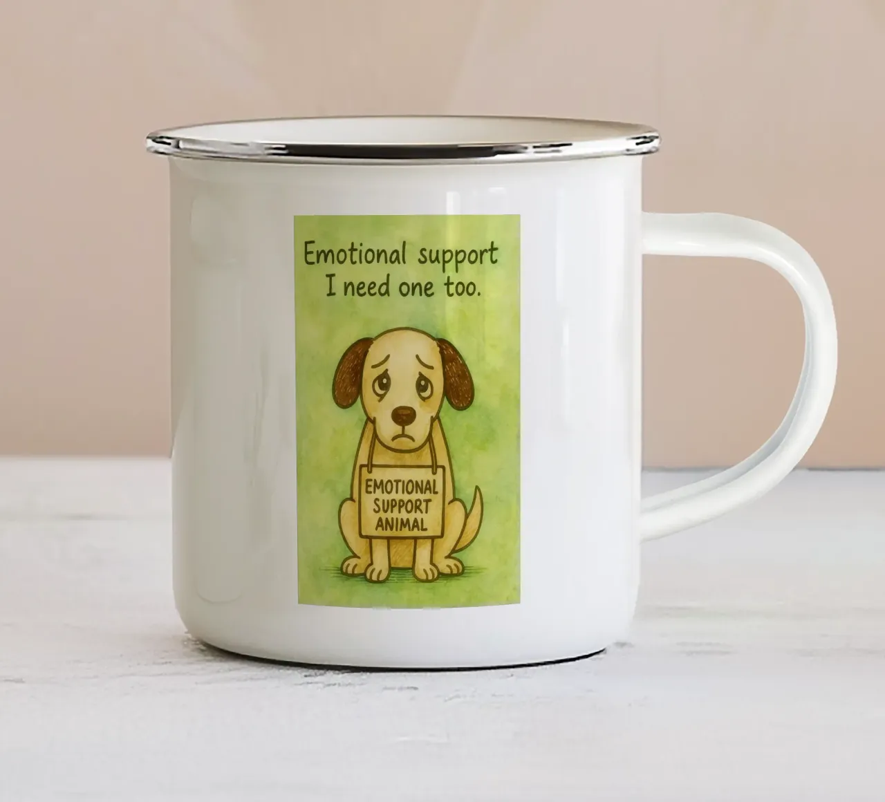 Cane da supporto emotivo tazza in smalto da onerules