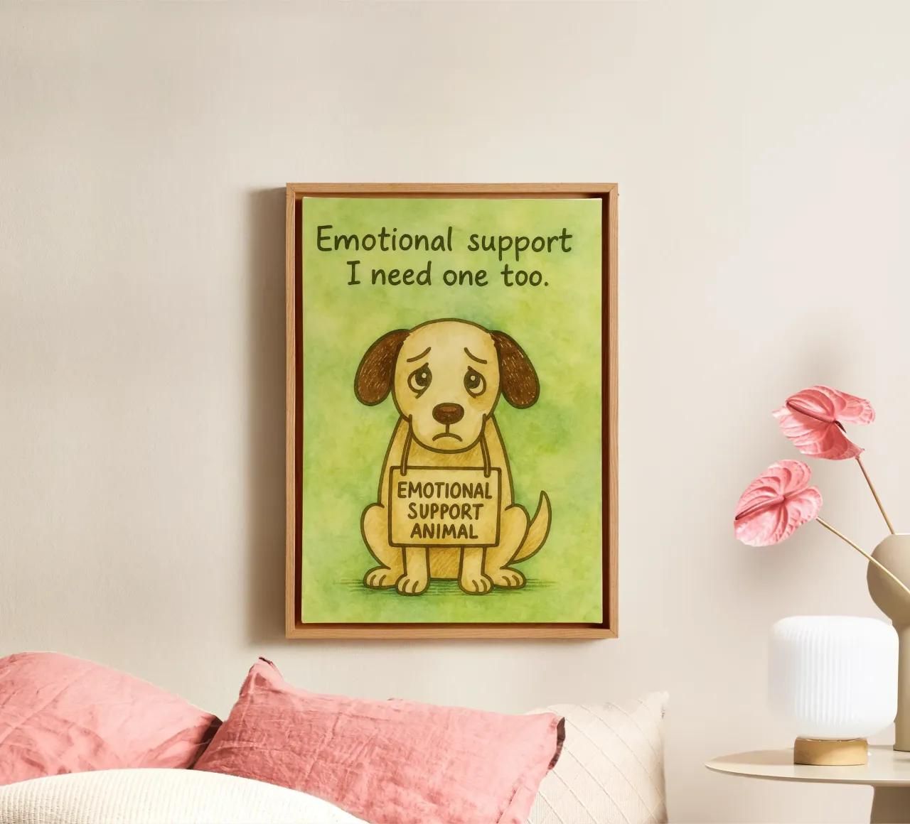 Emotionele hulphond canvas met Baklijst van onerules
