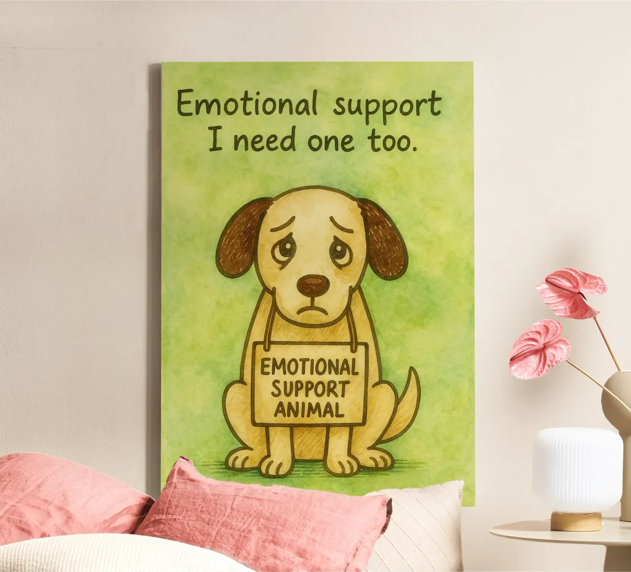 Emotionele hulphond canvas met Baklijst van onerules
