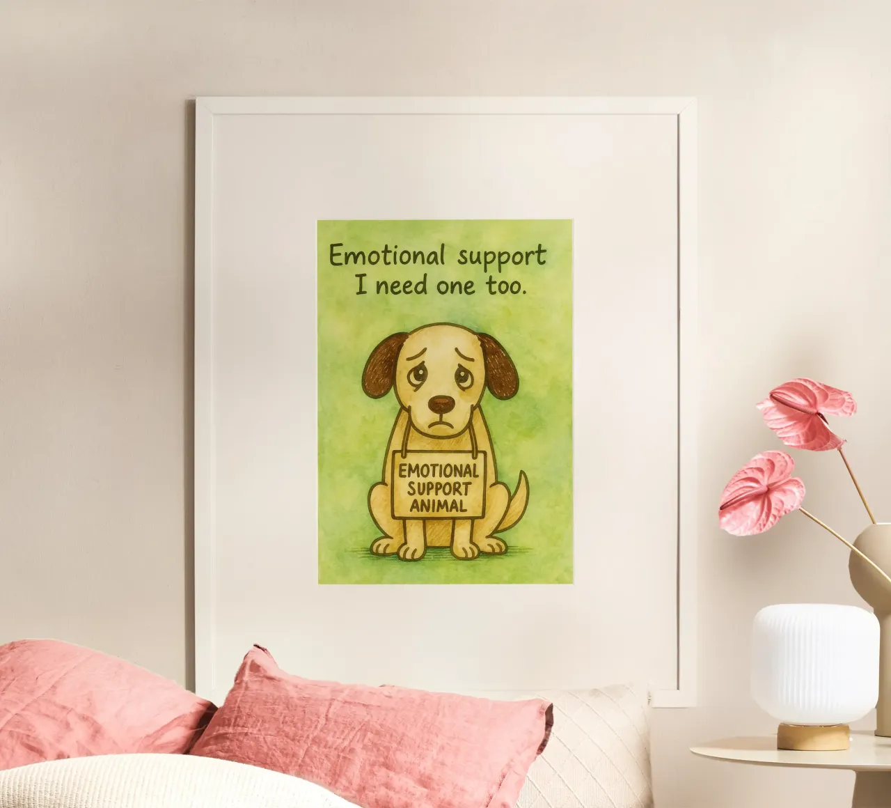 Cane da supporto emotivo poster con telaio in plastica da onerules