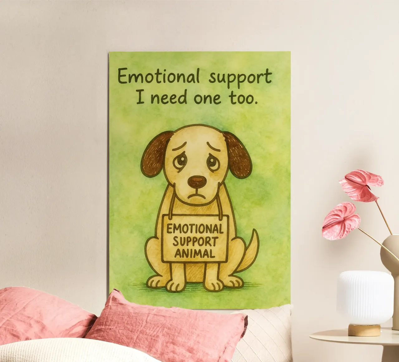 Cane da supporto emotivo poster con telaio in plastica da onerules