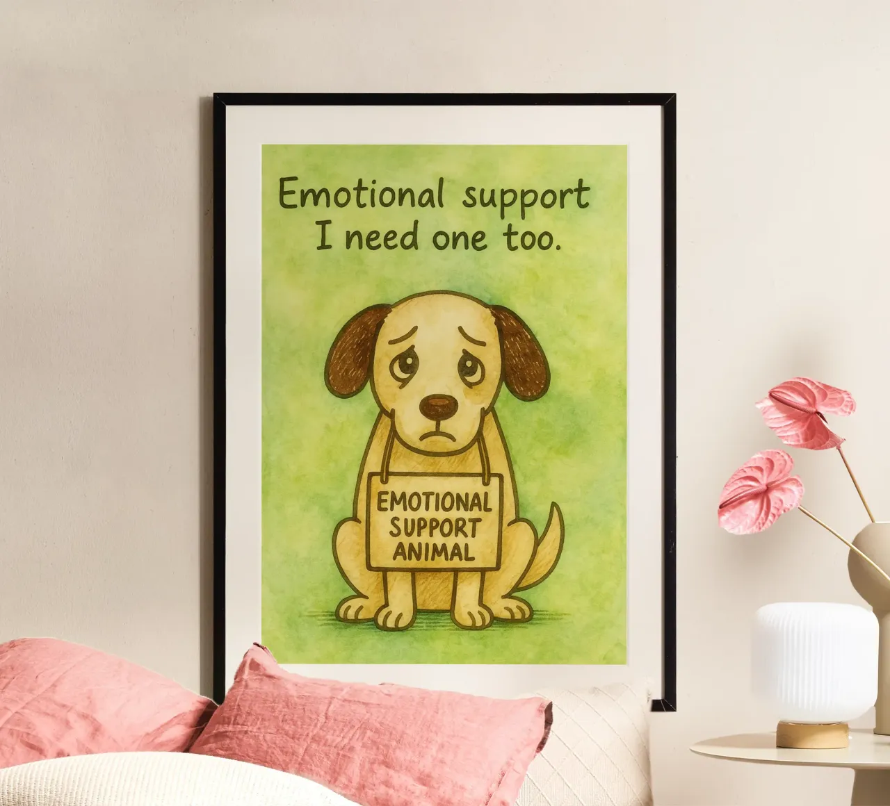 Cane da supporto emotivo poster con telaio in plastica da onerules