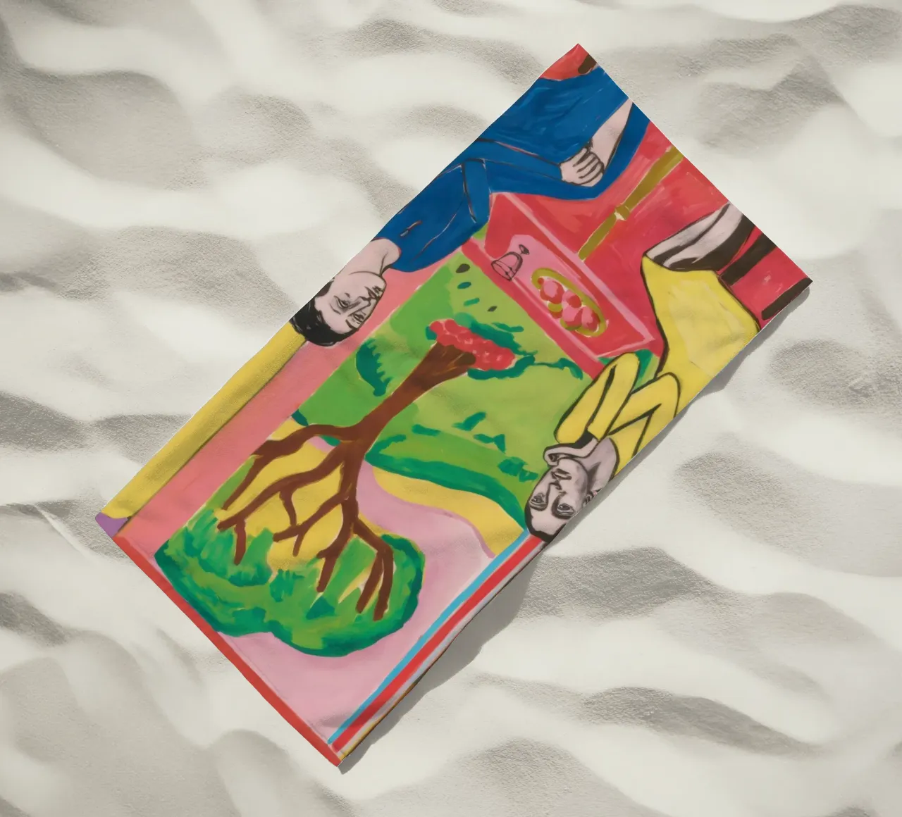Yellow Table Duet beach towel by Marigold Tiga