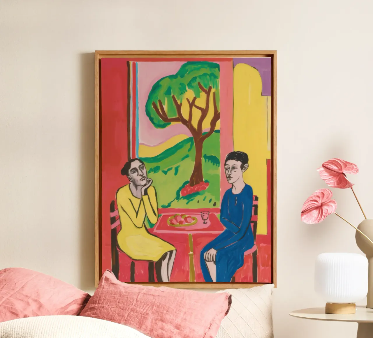 Gele Tafel Duet canvas met Baklijst van Marigold Tiga