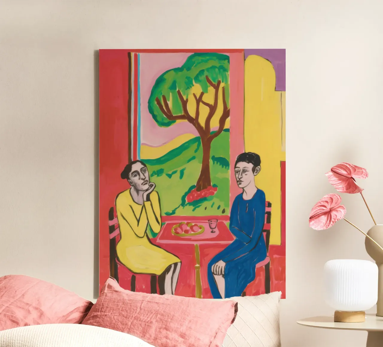 Gele Tafel Duet canvas met Baklijst van Marigold Tiga