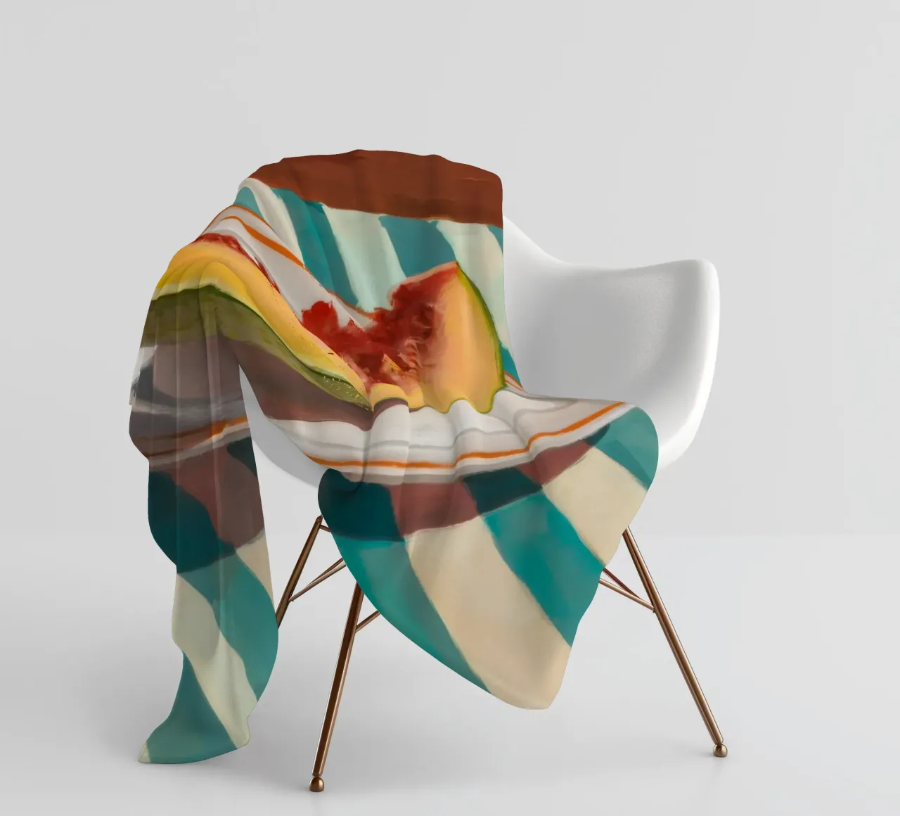 Striped Table Melon fleece blanket by Haven Fantasy