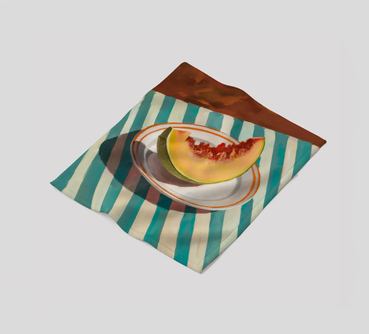 Striped Table Melon fleece blanket by Haven Fantasy